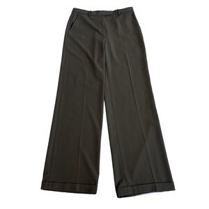 T Tahari brown wide leg cuff dress pants Sz 10